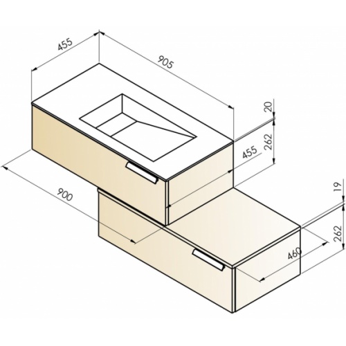 Ensemble meuble de salle de bains décalé INFINI 90cm Edelweiss INFINI 90 Décalé