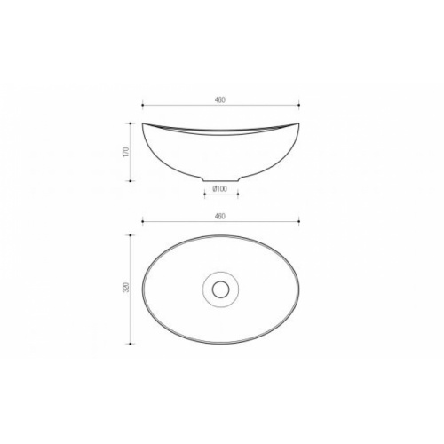 Vasque à poser en fonte BEGURSA 8335 Schéma Vasque à poser en fonte BEGURSA 8335 Schéma