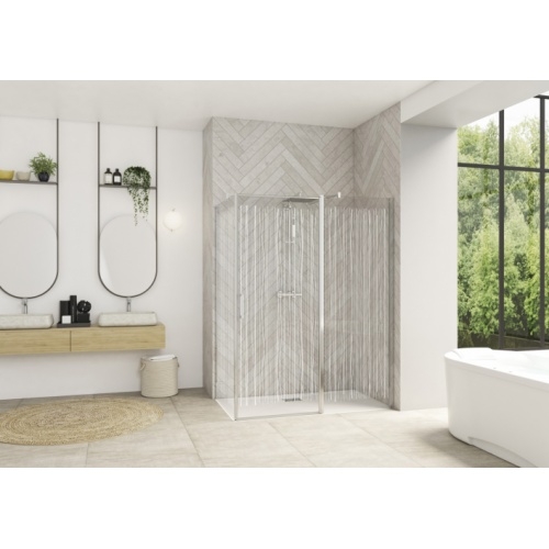 Paroi simple pivotante SOLO P Chromé - Transparent - 140cm Smart Design PXXL+F Chr Sérigraph