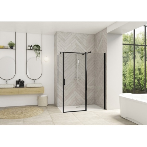 Paroi porte pivotante SMART DESIGN P+F sans seuil - Noir - Transparent - 170cm Smart Design PXXL+F Noir Paroi porte pivotante SMART DESIGN P+F sans seuil - Noir - Transparent - 170cm Smart Design PXXL+F Noir