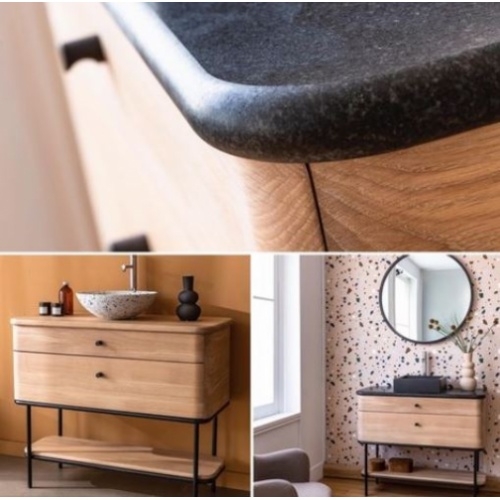 Meuble simple vasque CURVE en Chêne Huilé Naturel - 80cm Curve Zoom Meuble simple vasque CURVE en Chêne Huilé Naturel - 80cm Curve Zoom