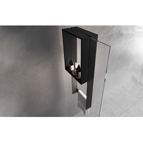 Étagère et porte-serviette FRAME pour paroi de douche - Noir Mat R90AKFPSPO3590-H