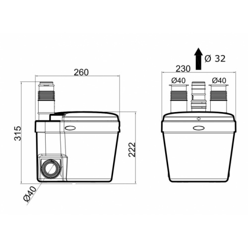 Pompe de relevage pour cuisine ou buanderie VD110 VD110 Schéma Pompe de relevage pour cuisine ou buanderie VD110 VD110 Schéma