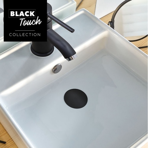 Bonde recoupable et siphon de lavabo ultra compact NANO Black NANO Black Bonde recoupable et siphon de lavabo ultra compact NANO Black NANO Black