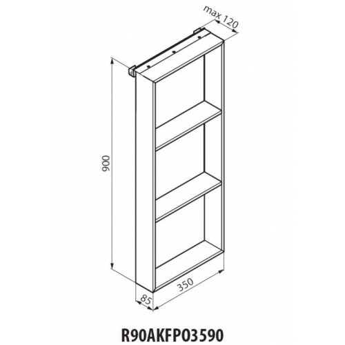 Porte-objets FRAME pour paroi de douche - Blanc Mat R90AKFPO3590 Schéma Porte-objets FRAME pour paroi de douche - Blanc Mat R90AKFPO3590 Schéma