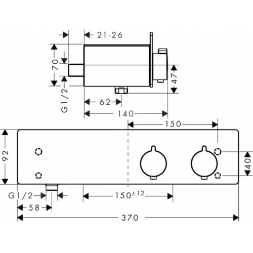 Mitigeur thermostatique de douche ShowerTablet 350 Blanc/Chromé** 13102000 Schéma Mitigeur thermostatique de douche ShowerTablet 350 Blanc/Chromé** 13102000 Schéma