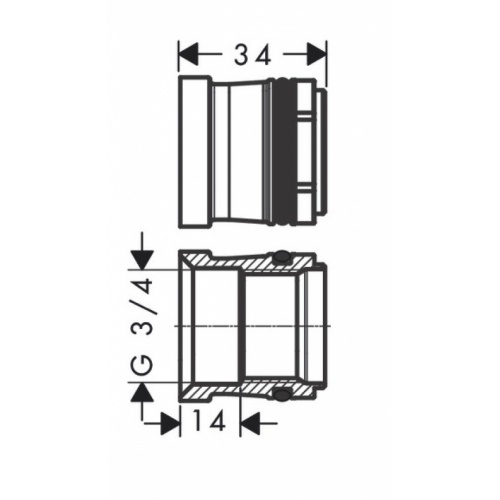 Adaptateur Ecostat Select sur raccord S 3/4'' chromé** 2026000 Schéma