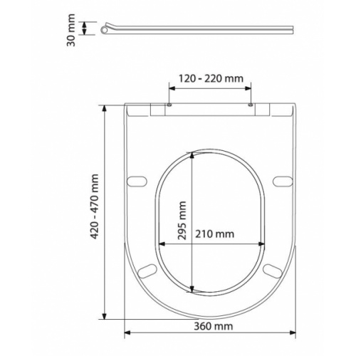 Abattant wc top entraxe 220 mm