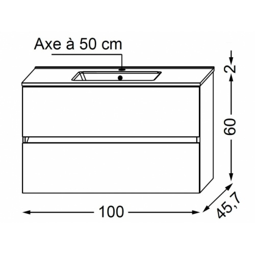 Meuble simple vasque NOLITA Blanc brillant 100 cm - Sans miroir** NOLITA 100 Meuble simple vasque NOLITA Blanc brillant 100 cm - Sans miroir** NOLITA 100