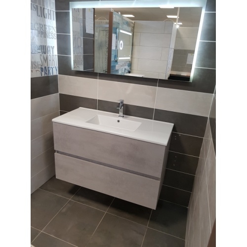 Meuble simple vasque NOLITA Béton 100 cm - Sans miroir**