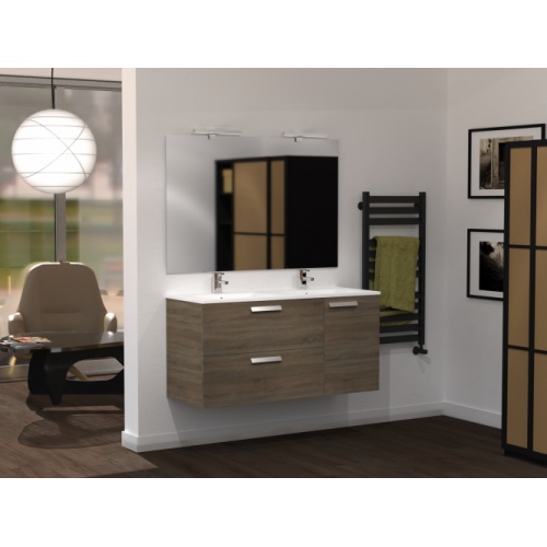 Meuble double-vasque PORTO 1 porte, 2 Tiroirs Chêne Sonoma Meuble double-vasque PORTO 1 porte, 2 Tiroirs Chêne Sonoma