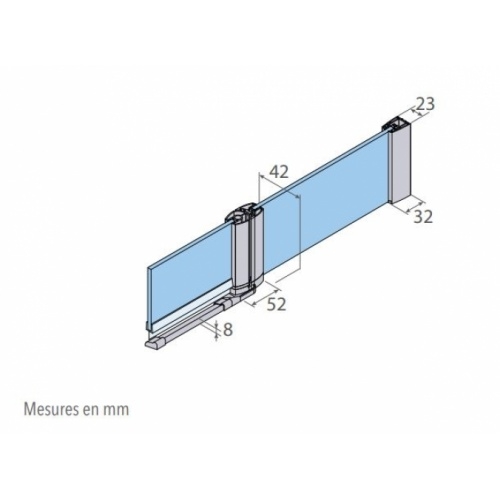Paroi Fixe avec volet pivotant ARCOIRIS Plus - Verre Acide - Gauche - 120+35cm Schéma AC240 Paroi Fixe avec volet pivotant ARCOIRIS Plus - Verre Acide - Gauche - 120+35cm Schéma AC240