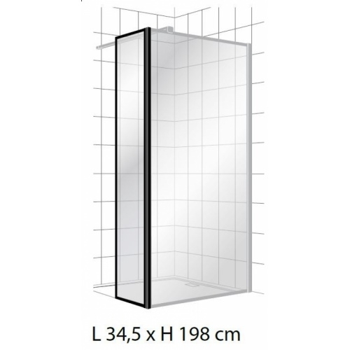 Paroi de douche ATELIER GRAPHIC Noir avec volet pivotant - 120+34.5cm** Volet pivotant schéma Paroi de douche ATELIER GRAPHIC Noir avec volet pivotant - 120+34.5cm** Volet pivotant schéma