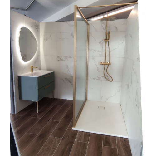 Colonne de douche thermostatique URBAN CHIC Or brossé Box Chalons 2022 Colonne de douche thermostatique URBAN CHIC Or brossé Box Chalons 2022