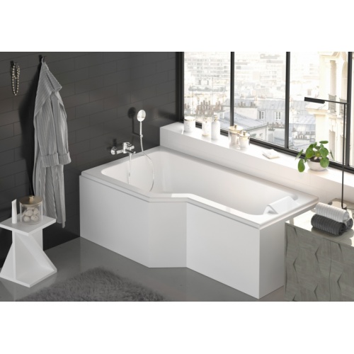 Baignoire asymétrique ARCADA 170x90cm - Gauche - avec Tablier Blanc