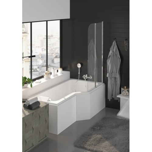 Baignoire asymétrique ARCADA 170x90cm - Droite - Tablier + Pare-bain