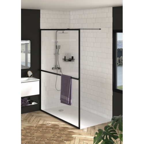 Paroi de douche MILTON style industriel 140 cm 827123 AQUARINE
