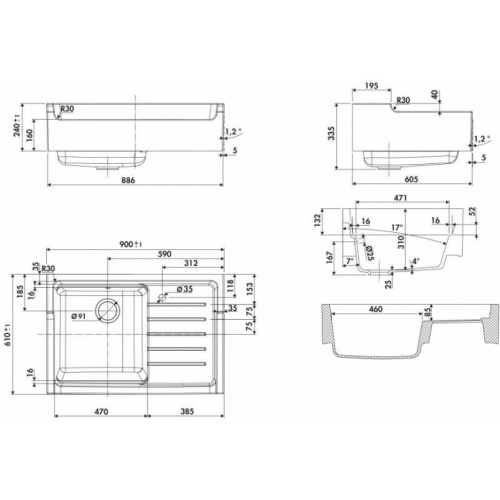 Évier à poser timbre d'office FRANCOIS 1er EVIER-FRANcOIS-I-1B1E-BLANC Évier à poser timbre d'office FRANCOIS 1er EVIER-FRANcOIS-I-1B1E-BLANC