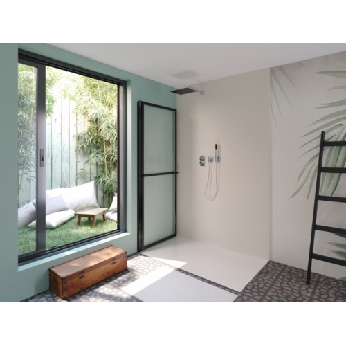 Porte coulissante et pivotante DELTA Noir mat - L120 cm DELTA noir porte coulissante et relevable replié NEW Porte coulissante et pivotante DELTA Noir mat - L120 cm DELTA noir porte coulissante et relevable replié NEW