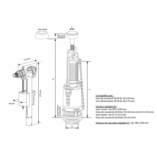 Ensemble complet de chasse simple volume SWITCH 22 / COMPACT 95L SWITCH Schéma Ensemble complet de chasse simple volume SWITCH 22 / COMPACT 95L SWITCH Schéma