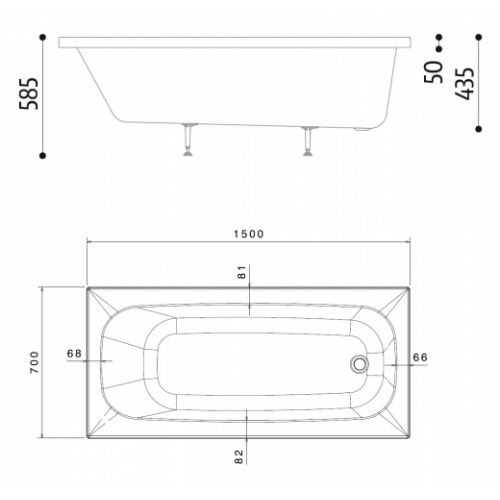 Pack Baignoire POP 150x70 avec tablier façade et retour Pop_150x70_dessign techique Pack Baignoire POP 150x70 avec tablier façade et retour Pop_150x70_dessign techique