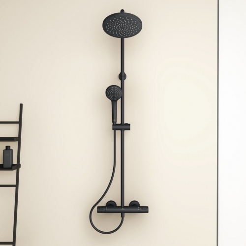 Colonne de douche thermostatique Ceratherm T25 noir mat A7545XG (7) Colonne de douche thermostatique Ceratherm T25 noir mat A7545XG (7)