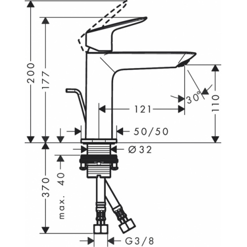 Mitigeur de lavabo LOGIS FINE 110 avec vidage tirette Chromé* 71251000-Schéma Mitigeur de lavabo LOGIS FINE 110 avec vidage tirette Chromé* 71251000-Schéma