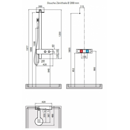 Colonne de douche thermostatique F Noir Mat Colonne Z Colonne de douche thermostatique F Noir Mat Colonne Z