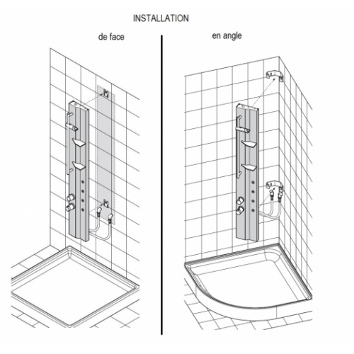 Colonne de douche Hydromassante Z Noir Mat - Thermostatique Installation Z Colonne de douche Hydromassante Z Noir Mat - Thermostatique Installation Z