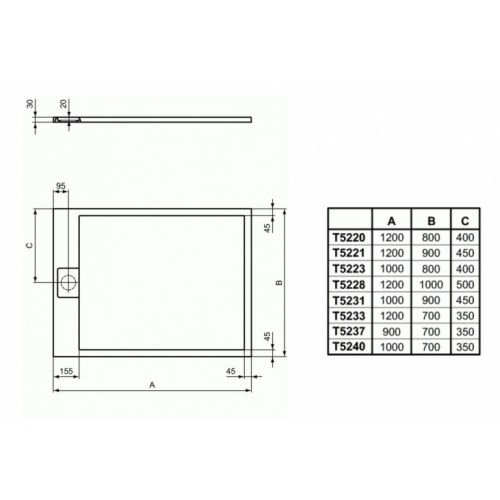 Ideal Standard i.Life - Plato de ducha 120x80 cm, Anti-Slip, gris T5220FS
