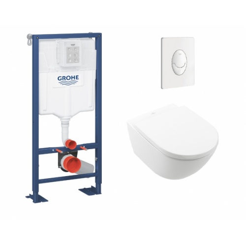 Pack WC Suspendu GROHE Rapid SL 3-en-1 Avec Plaque Skate Noir - Bâti-support, Réservoir, Double Chasse (1,13m)