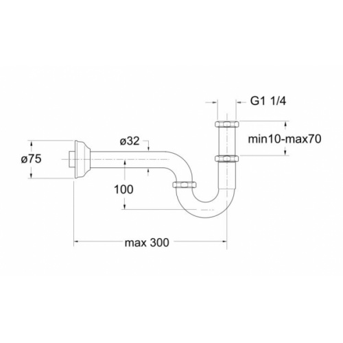 Siphon de lavabo Classique en S Doré AC20152 Schéma