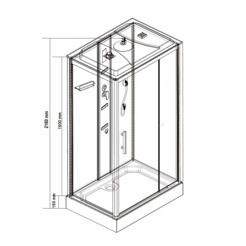 Cabine de douche EVEREST 80x120cm Everest Schéma Cabine de douche EVEREST 80x120cm Everest Schéma