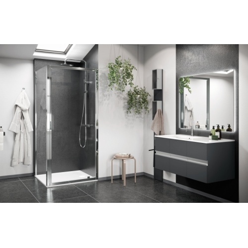 Porte de douche pivotante LUNES 2.0 G 80 cm - Transparent - Silver LUNES 2 0 G Porte de douche pivotante LUNES 2.0 G 80 cm - Transparent - Silver LUNES 2 0 G
