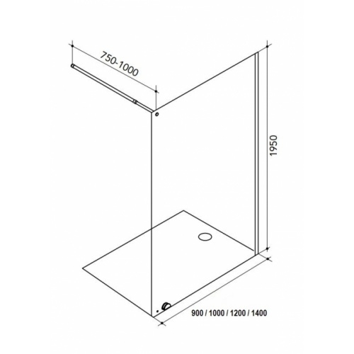 Paroi de douche walk-in LAGO 90cm - Chromé Lago Schéma