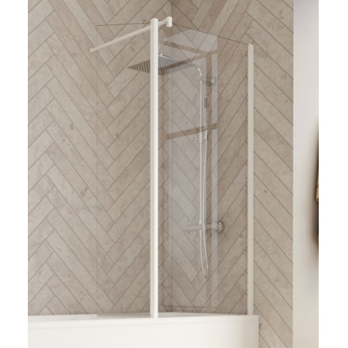 Pare-Bains BALI 2 avec volet pivotant 80+36 cm - Blanc