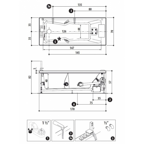 Baignoire balnéo SHARP 170x70 cm - Aquasystem - Tête à Droite Sharp 170x70 Droite Schéma Baignoire balnéo SHARP 170x70 cm - Aquasystem - Tête à Droite Sharp 170x70 Droite Schéma