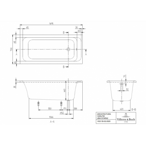 Baignoire à encastrer ARCHITECTURA 150x70cm SANS Tablier Architectura 150 Baignoire à encastrer ARCHITECTURA 150x70cm SANS Tablier Architectura 150