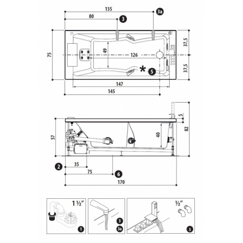 Baignoire balnéo SHARP 170x75 cm - Aquasystem - Tête à Gauche SHARP170x75 Gauche Baignoire balnéo SHARP 170x75 cm - Aquasystem - Tête à Gauche SHARP170x75 Gauche