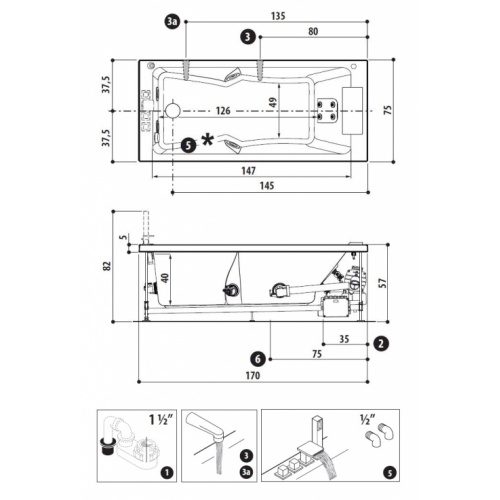 Baignoire balnéo SHARP 170x75 cm - Aquasystem - Tête à Droite SHARP170x75 Droite Baignoire balnéo SHARP 170x75 cm - Aquasystem - Tête à Droite SHARP170x75 Droite