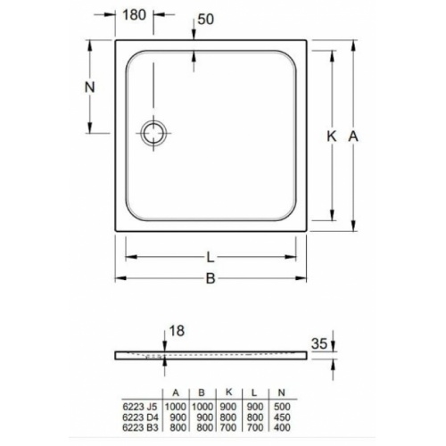 Receveur de douche LIFETIME PLUS en céramique Blanc - 90x90 cm LIFETIME+ Schéma carré Receveur de douche LIFETIME PLUS en céramique Blanc - 90x90 cm LIFETIME+ Schéma carré