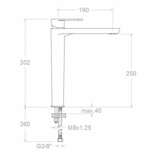 Mitigeur de lavabo XL ALEXIA Noir Mat - 3602NM 36A302273_schéma Mitigeur de lavabo XL ALEXIA Noir Mat - 3602NM 36A302273_schéma