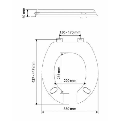 Abattant de WC TRADITION anti-contact double Blanc 7AD00010206B_Schéma