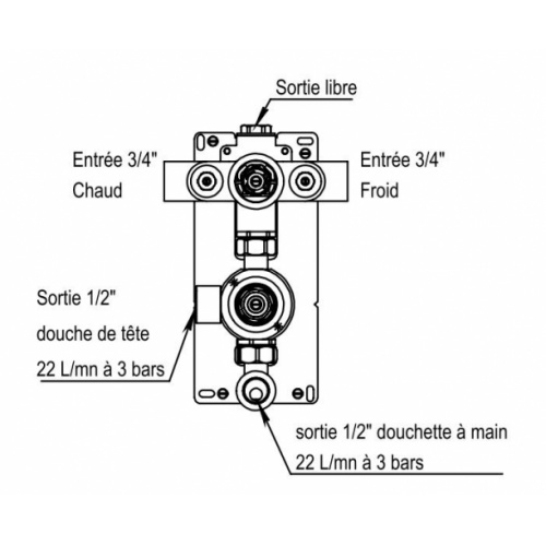 Corps mitigeur thermostatique à encastrer - 55.598 55-598 Schéma Corps mitigeur thermostatique à encastrer - 55.598 55-598 Schéma