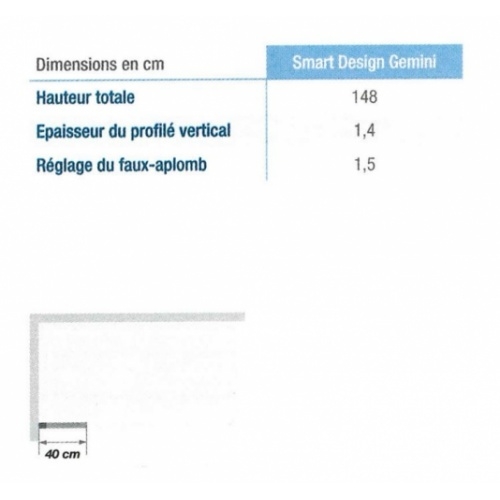 Pare-bains Smart Design GEMINI 40 cm - Blanc gemini_Schéma