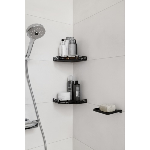 Tablette d'angle TI-SHELF LINE LM2+noir avec rebords et crochets Noir mat Tablette d'angle TI-SHELF LINE LM2+noir avec rebords et crochets Noir mat