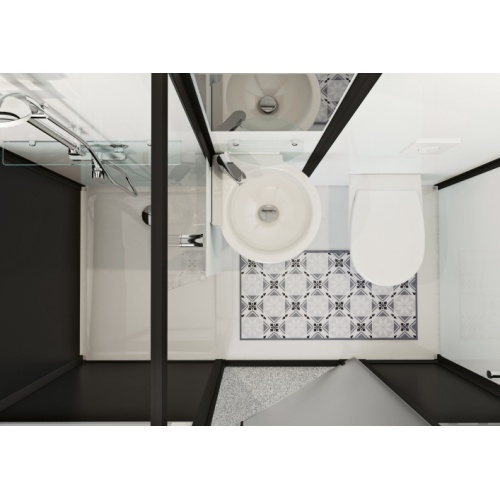 MODULO salle d'eau complète en kit - Montage en 2 jours Vue de dessus Modulo XL - profile noir