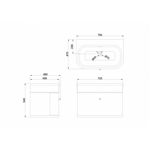 Meuble traditionnel moderne CHALFONT 75 cm Noir Mat CH75 B9E CHKCHR Meuble traditionnel moderne CHALFONT 75 cm Noir Mat CH75 B9E CHKCHR
