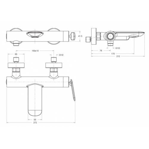 Mitigeur Bain/Douche FOIL Chromé FL107 Schéma
