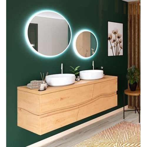 Meuble salle de bain SHERWOOD Chêne massif Naturel 140 cm Meuble salle de bain SHERWOOD Chêne massif Naturel 140 cm